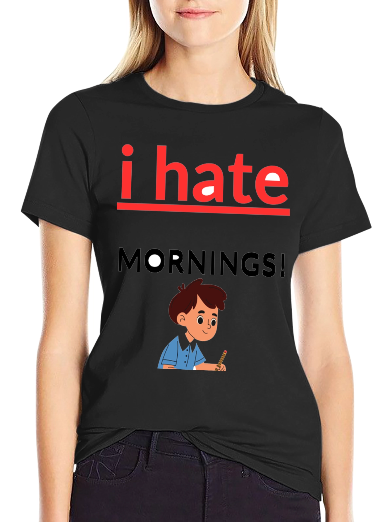 I Hate Mornings Graphic Tee - Black