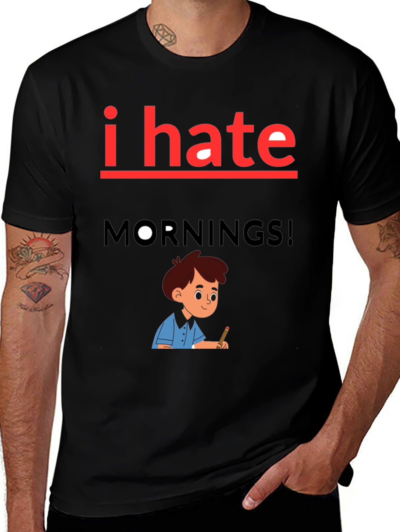 I Hate Mornings Graphic Tee - Black