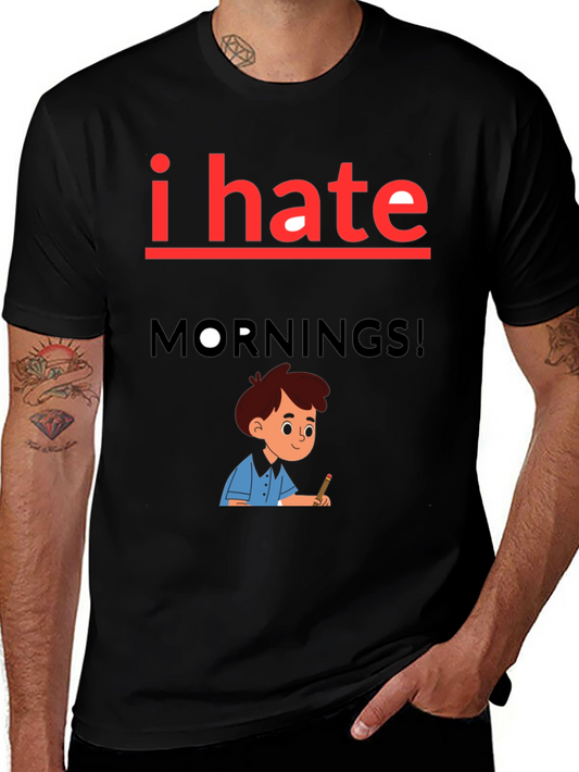 I Hate Mornings Graphic Tee - Black