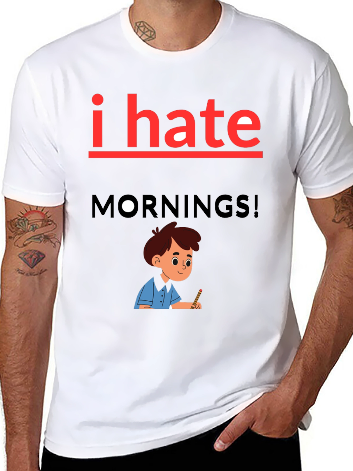 I Hate Mornings Graphic Tee - Black