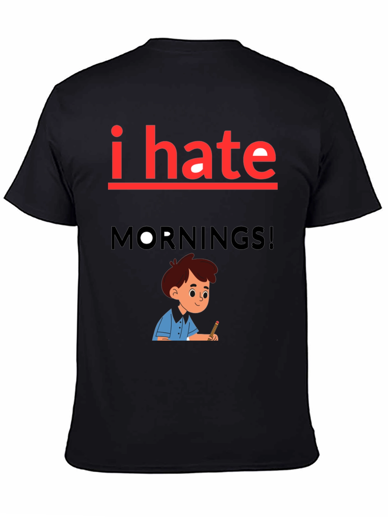 I Hate Mornings Graphic Tee - Black