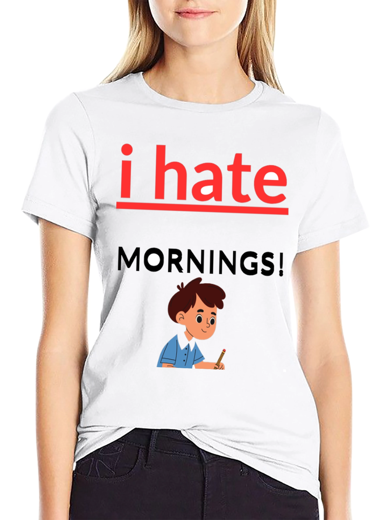 I Hate Mornings Graphic Tee - Black