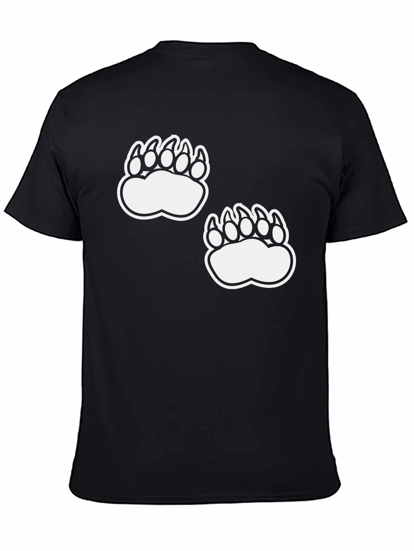 Bear Claw Print Tee - Casual Black T-Shirt