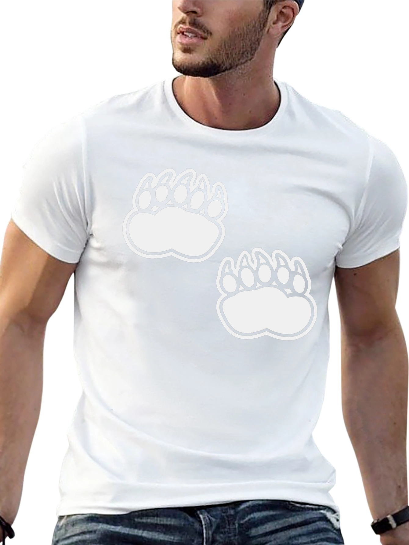 Bear Claw Print Tee - Casual Black T-Shirt