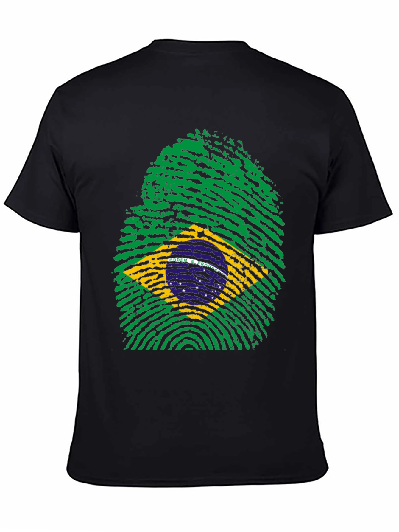 Brazil Flag Fingerprint T-Shirt - Black