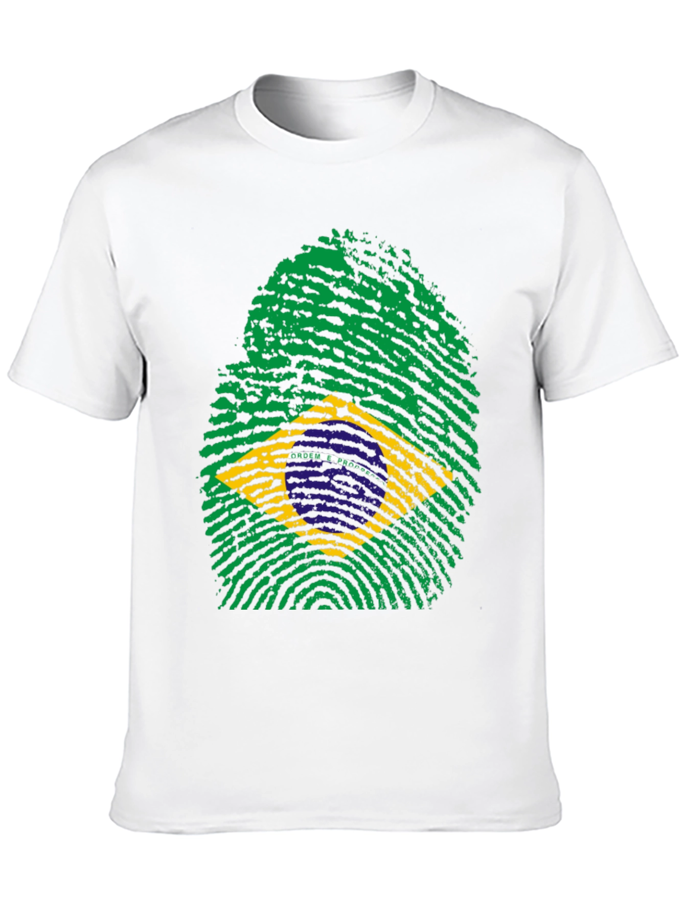 Brazil Flag Fingerprint T-Shirt - Black