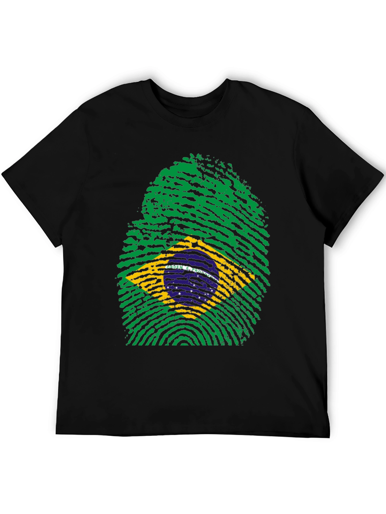 Brazil Flag Fingerprint T-Shirt - Black