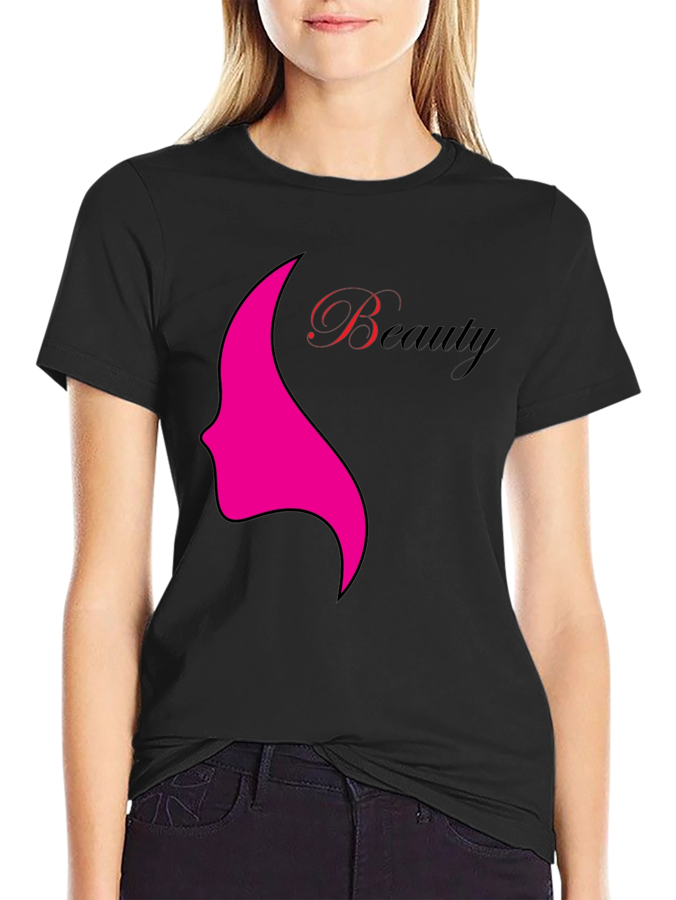 Beauty Graphic Tee - Stylish Black T-Shirt