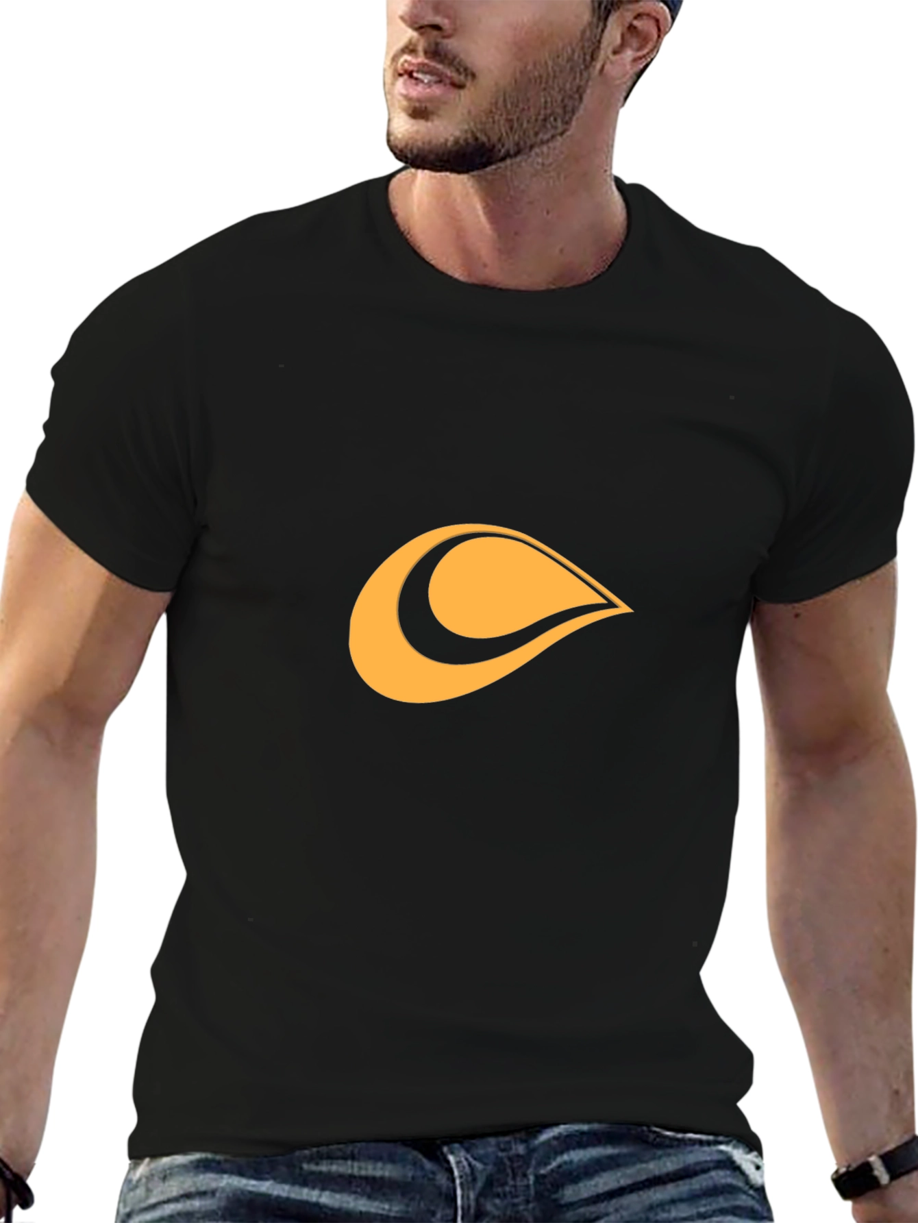 Modern Black Tee with Abstract Graphic Design