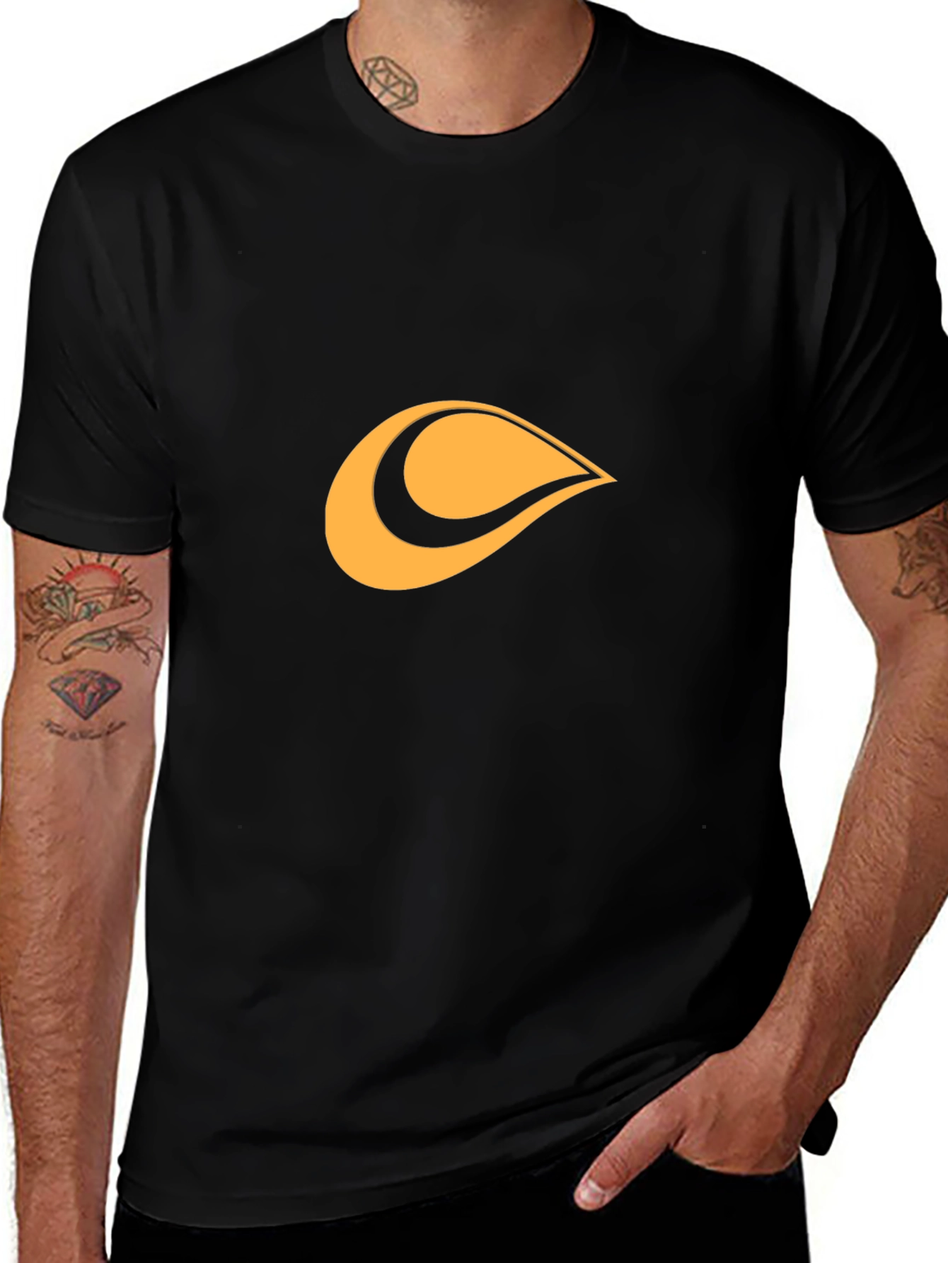 Modern Black Tee with Abstract Graphic Design