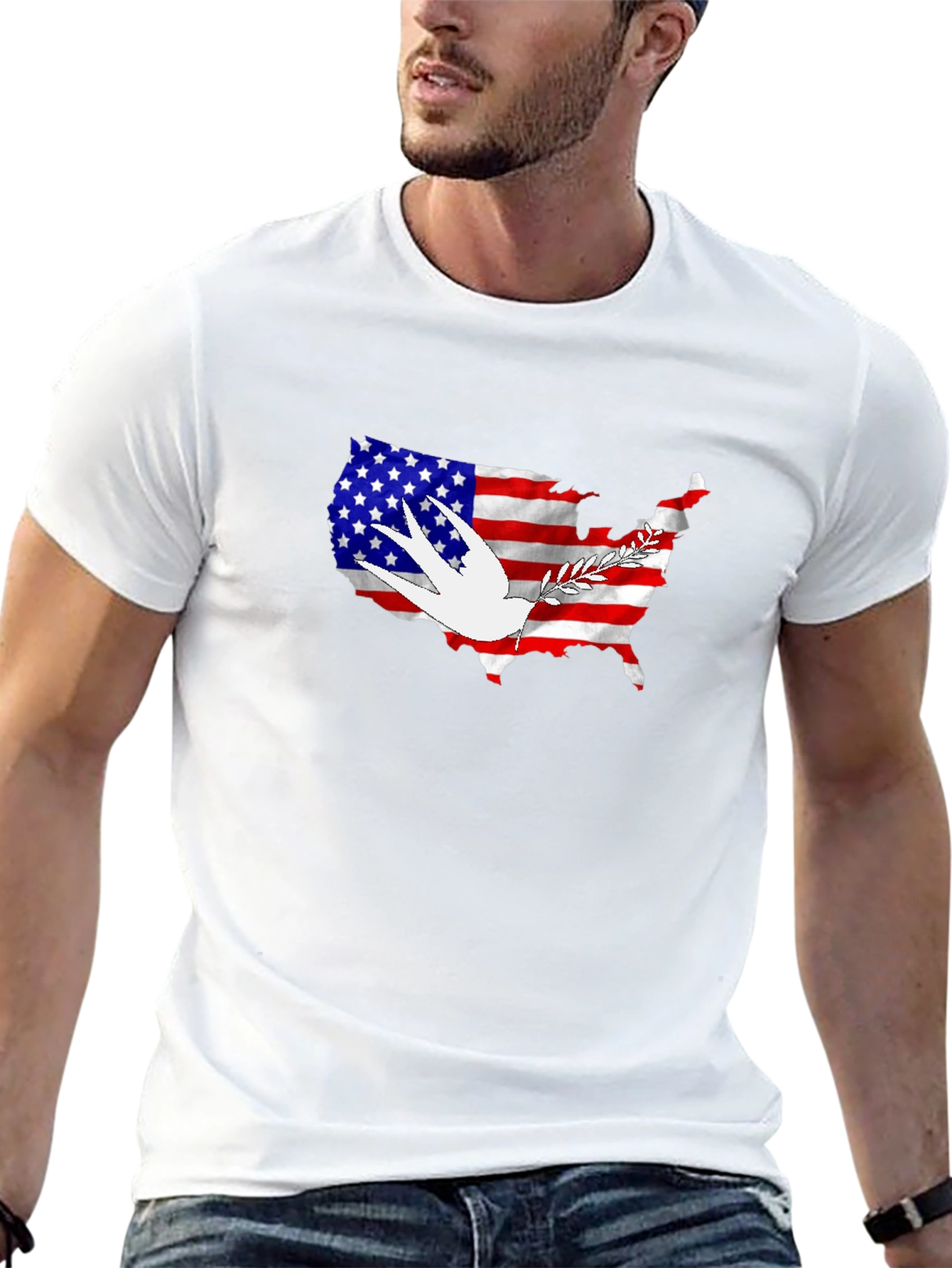 USA Flag Dove Peace Graphic T-Shirt