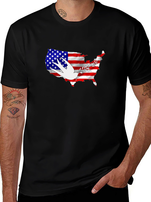 USA Flag Dove Peace Graphic T-Shirt