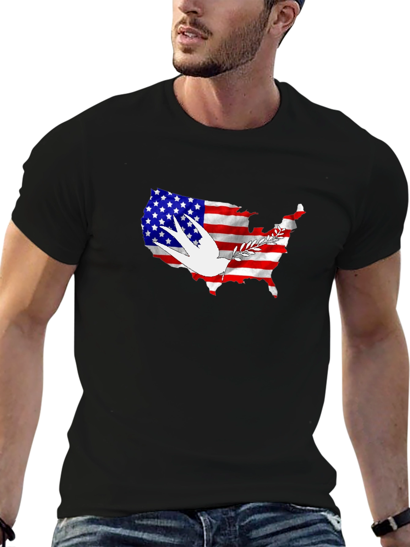 USA Flag Dove Peace Graphic T-Shirt
