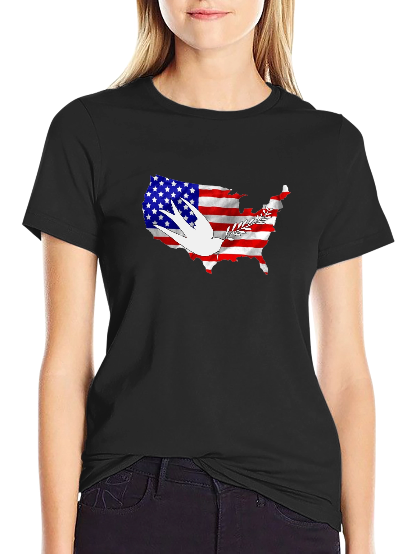 USA Flag Dove Peace Graphic T-Shirt