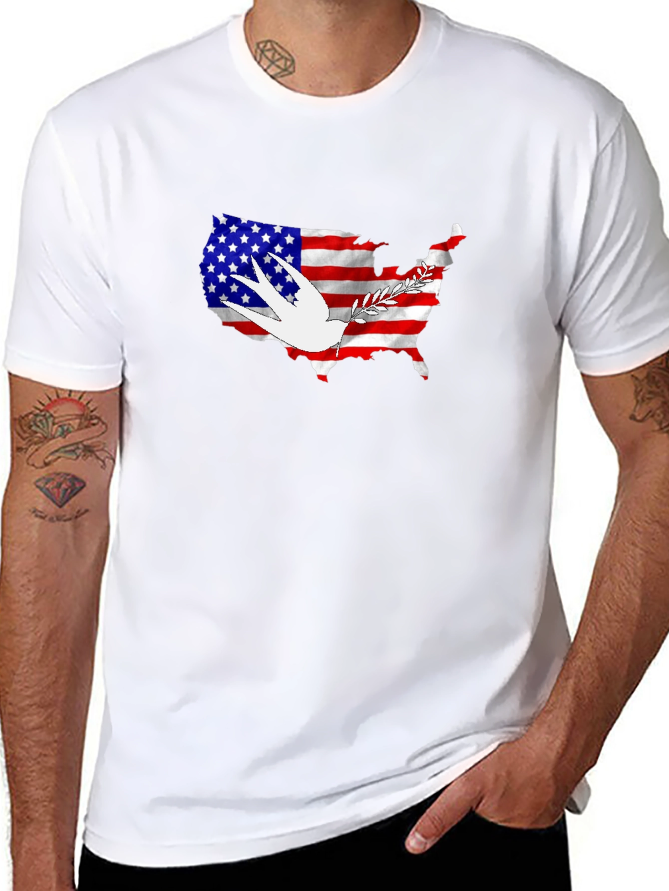 USA Flag Dove Peace Graphic T-Shirt