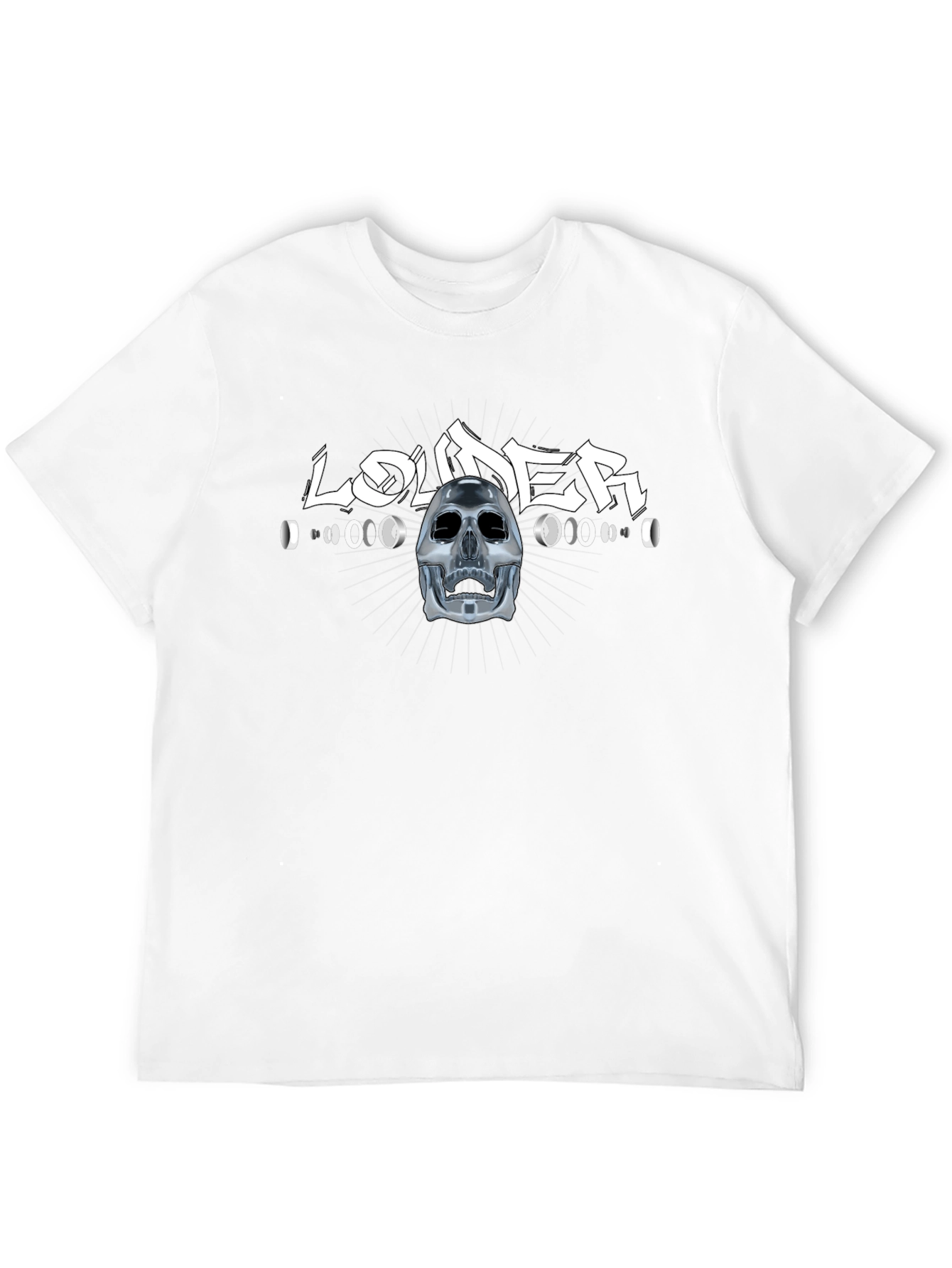 Louder Black T-Shirt with Skull Design