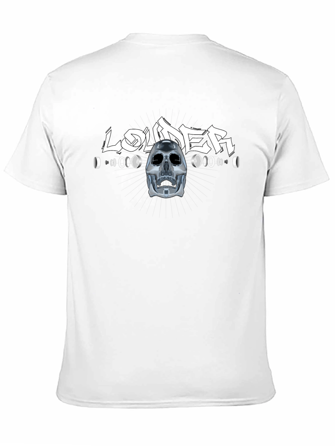 Louder Black T-Shirt with Skull Design