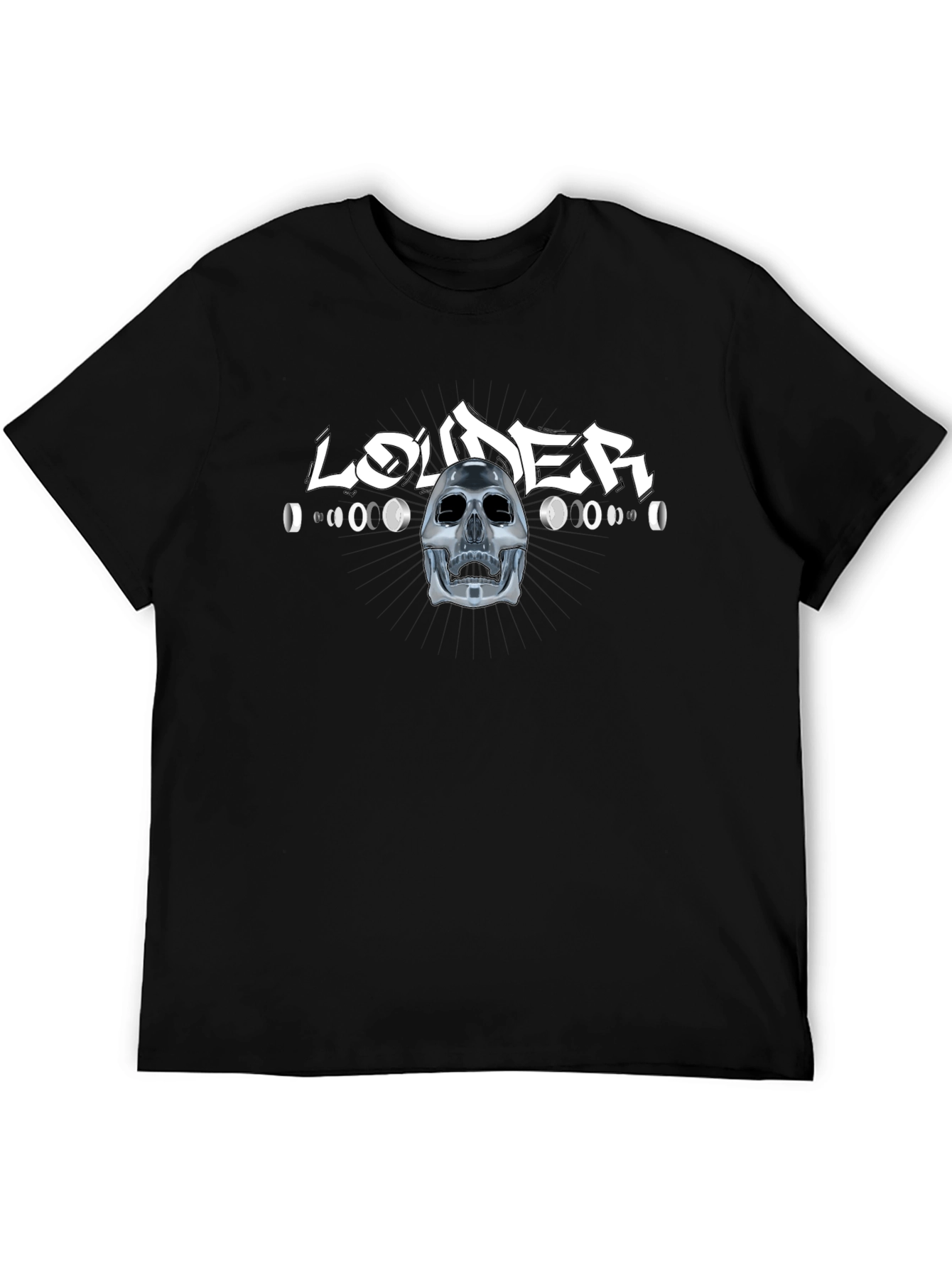 Louder Black T-Shirt with Skull Design