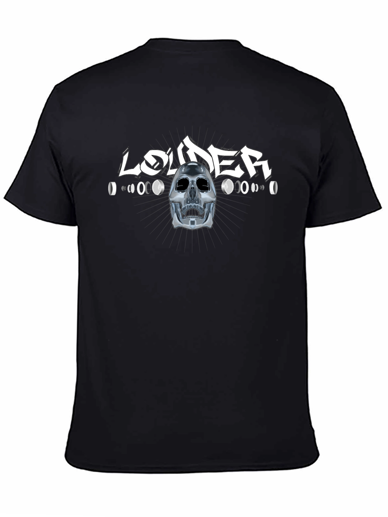 Louder Black T-Shirt with Skull Design