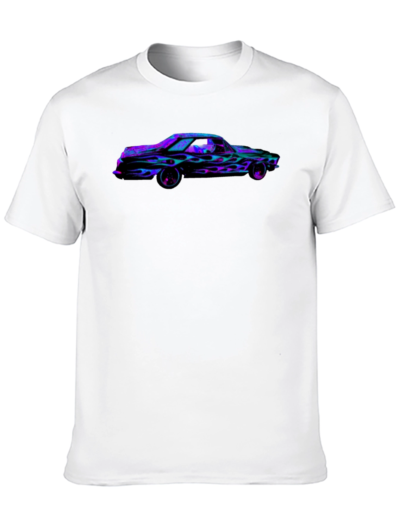 Flaming Car Graphic Tee - Bold Black T-Shirt