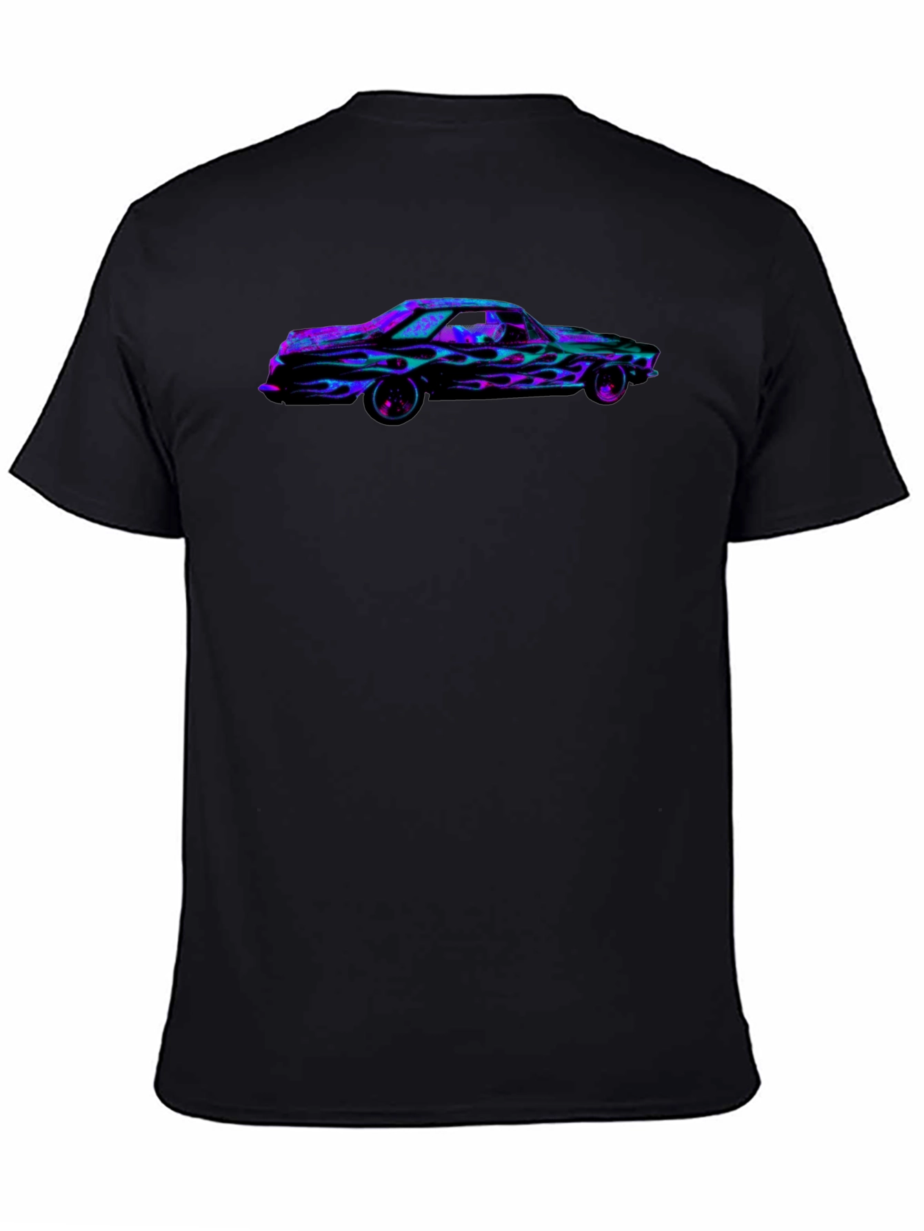 Flaming Car Graphic Tee - Bold Black T-Shirt