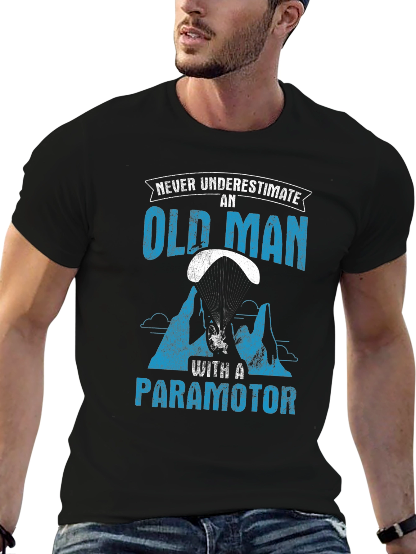 Old Man Paramotor T-Shirt - Adventure Awaits!