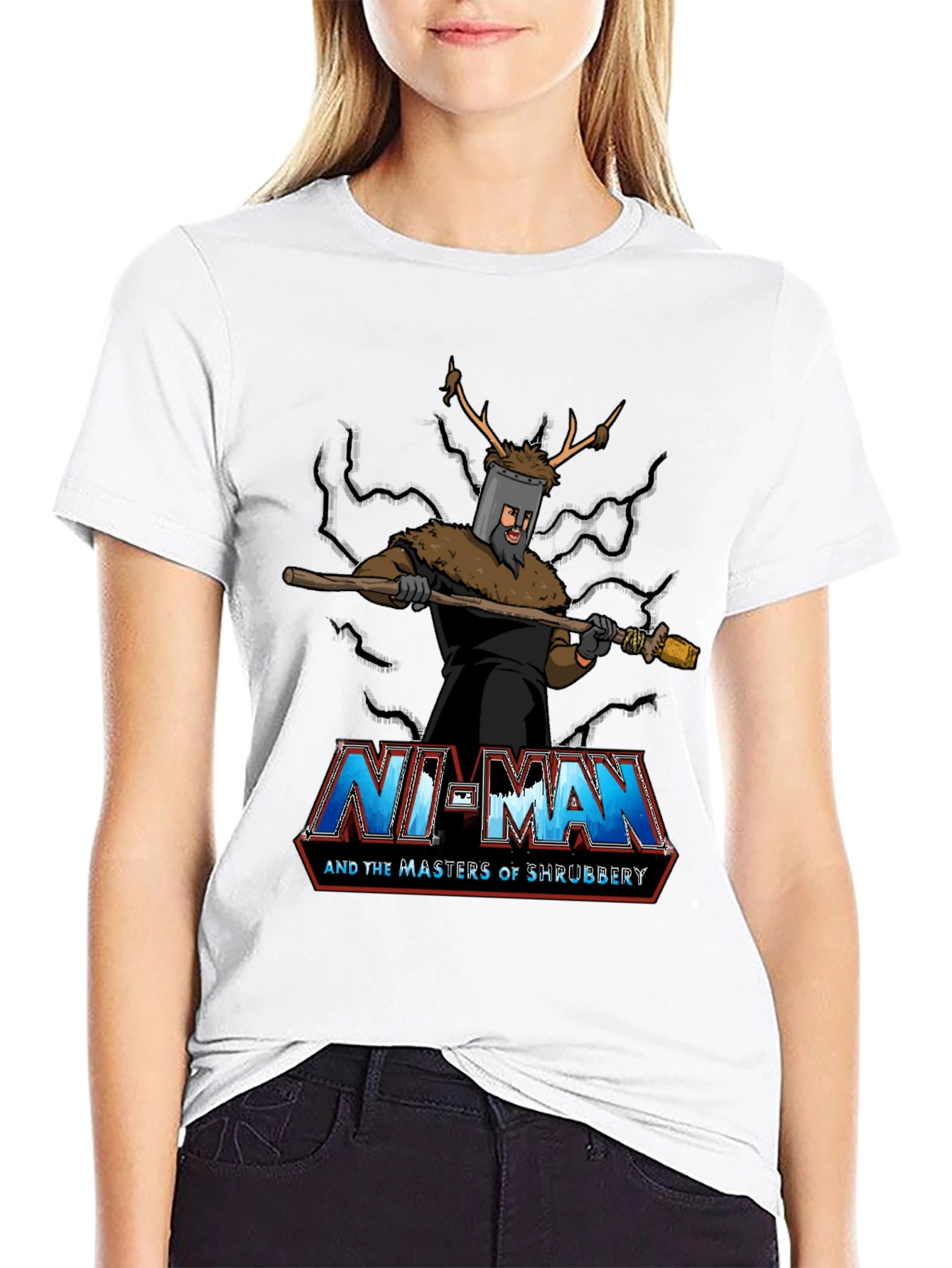 Ni-Man and the Masters of Shrubbery Black T-Shirt
