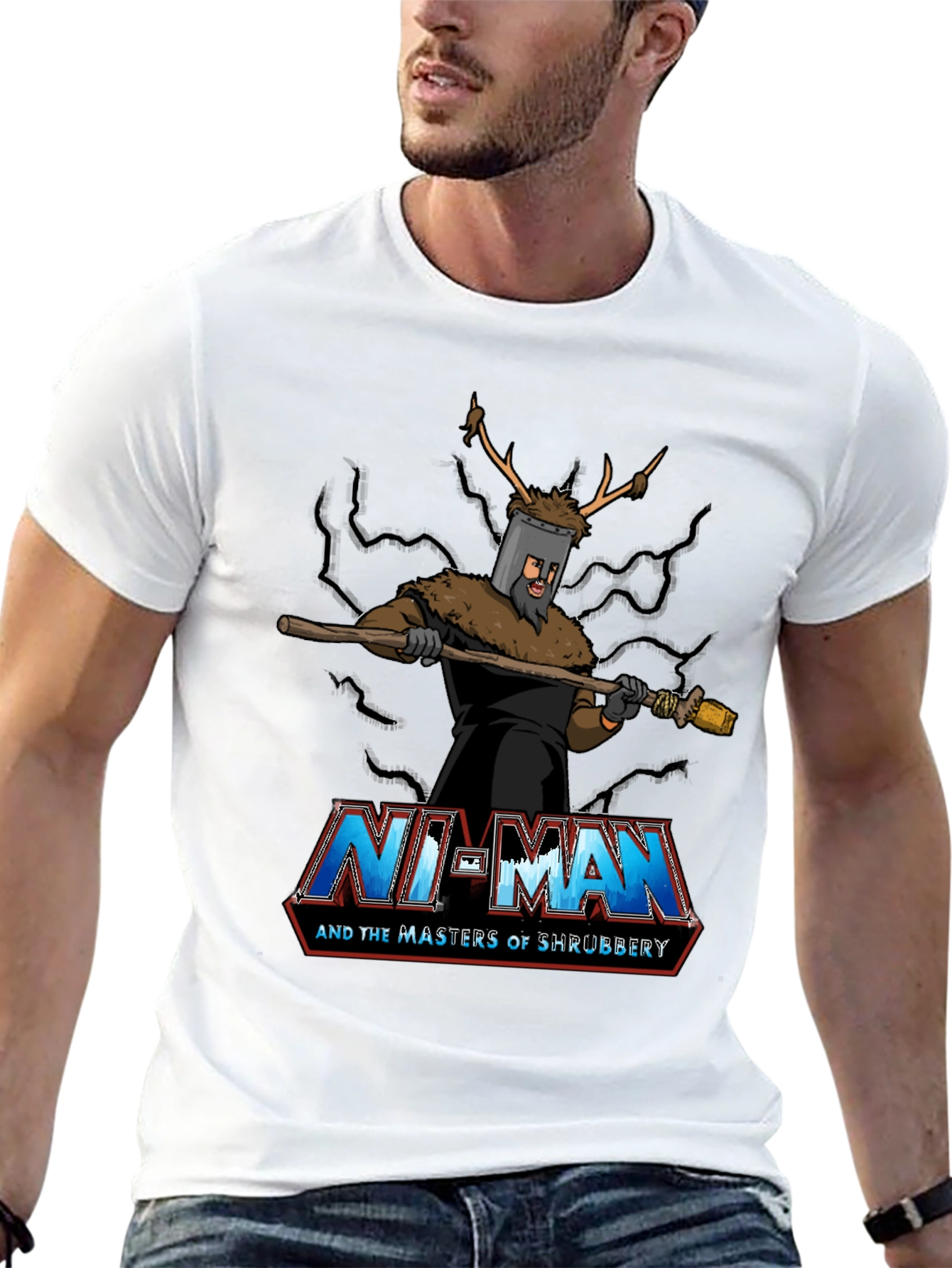 Ni-Man and the Masters of Shrubbery Black T-Shirt