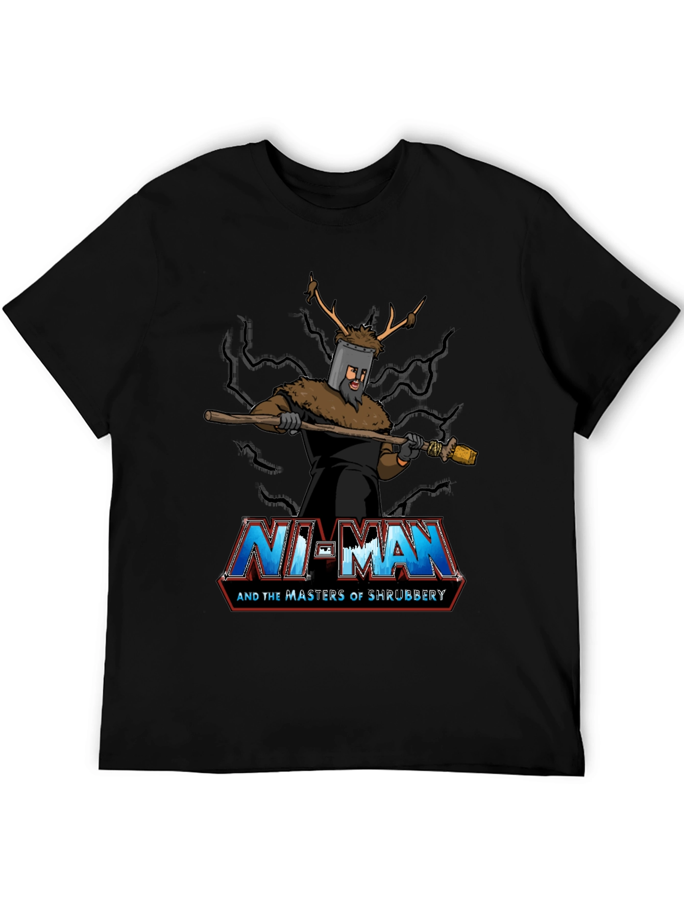 Ni-Man and the Masters of Shrubbery Black T-Shirt