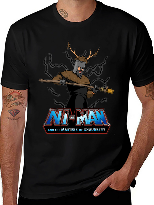 Ni-Man and the Masters of Shrubbery Black T-Shirt