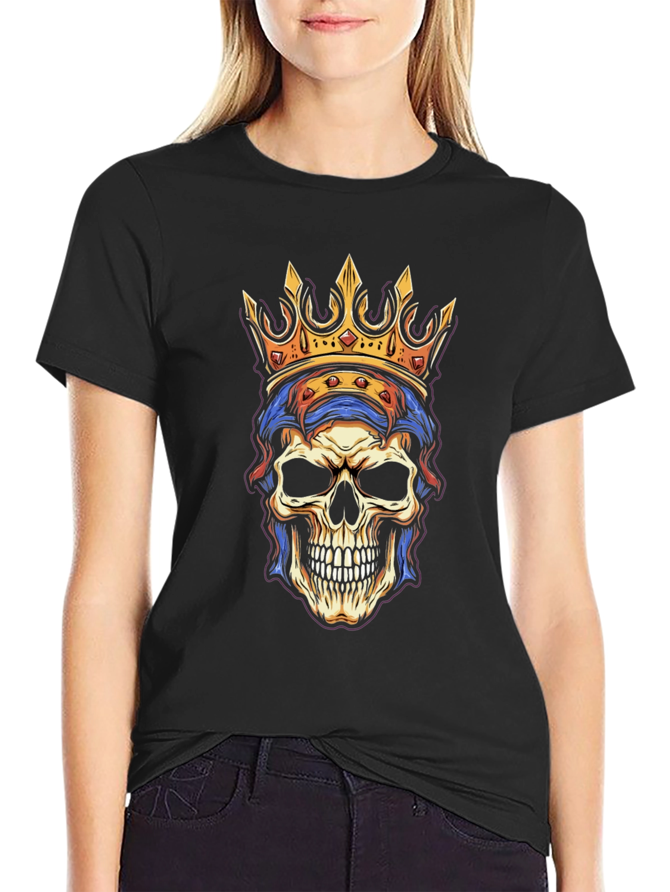 Skull King Graphic Tee - Black Cotton T-Shirt