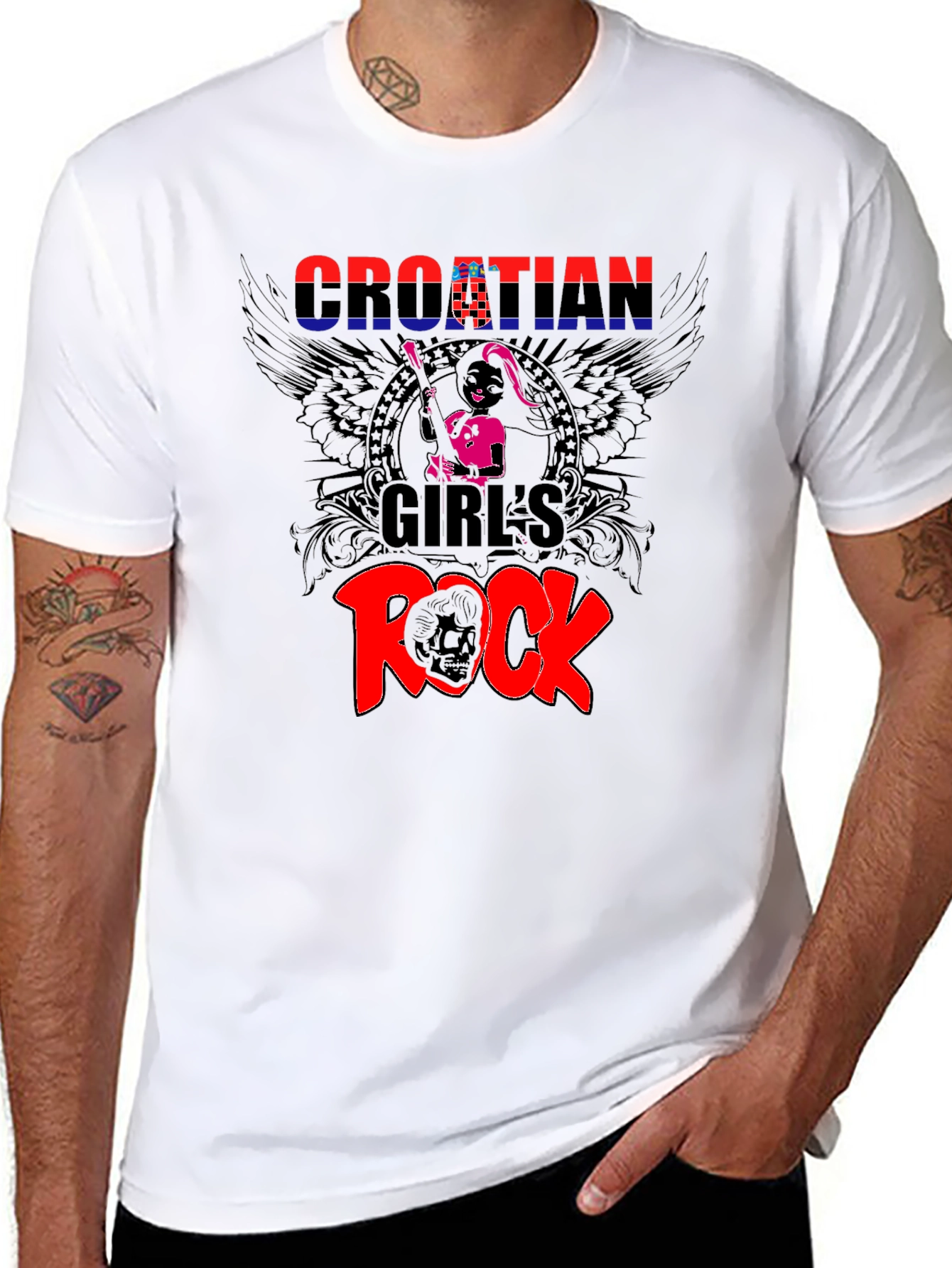 Croatian Girls Rock T-Shirt - Black Graphic Tee