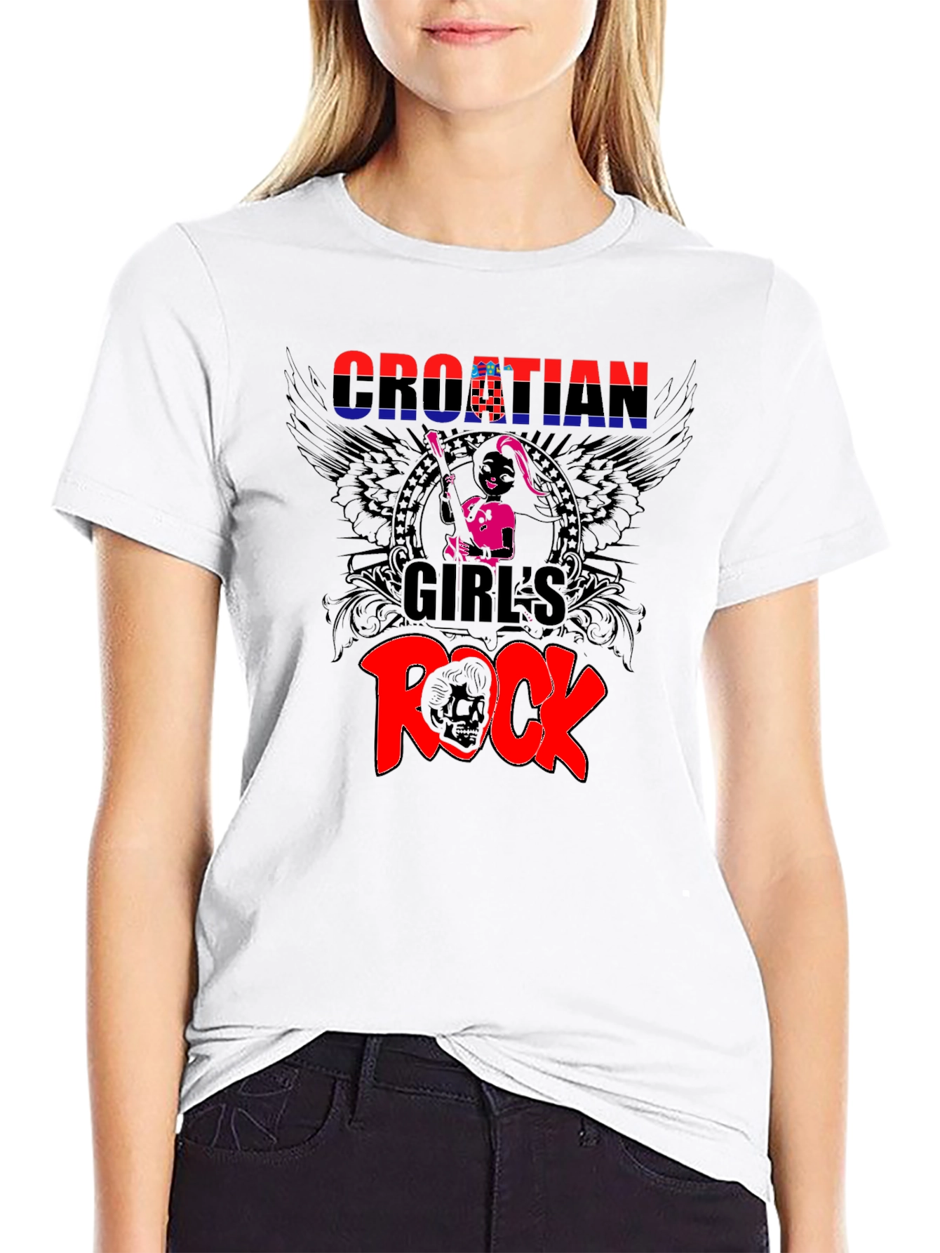 Croatian Girls Rock T-Shirt - Black Graphic Tee