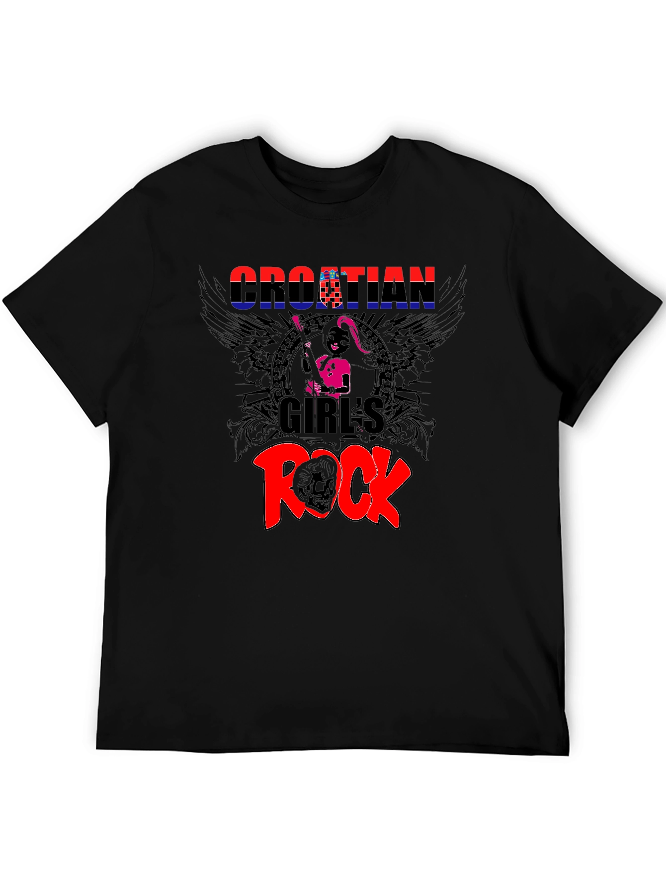 Croatian Girls Rock T-Shirt - Black Graphic Tee