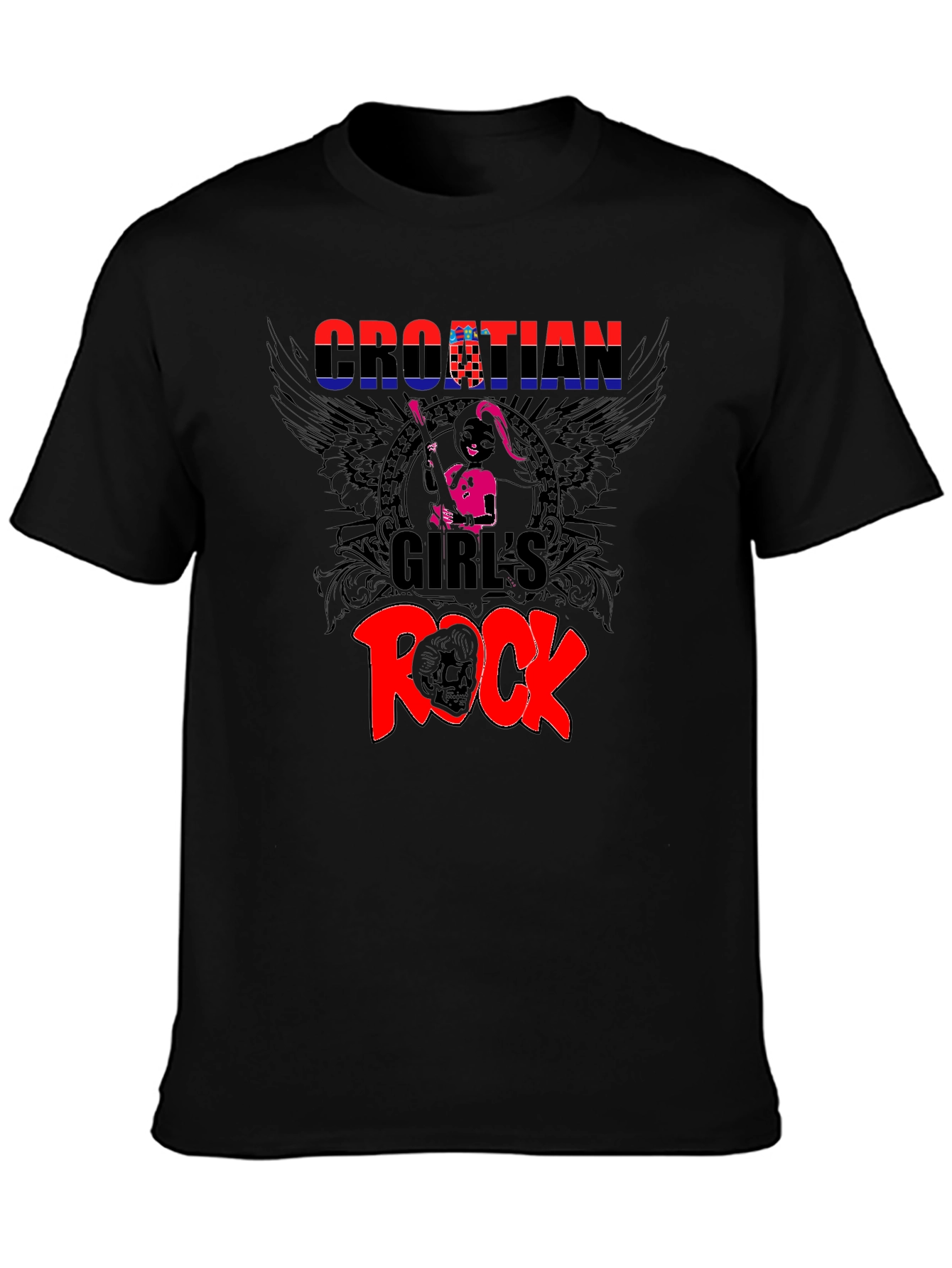 Croatian Girls Rock T-Shirt - Black Graphic Tee