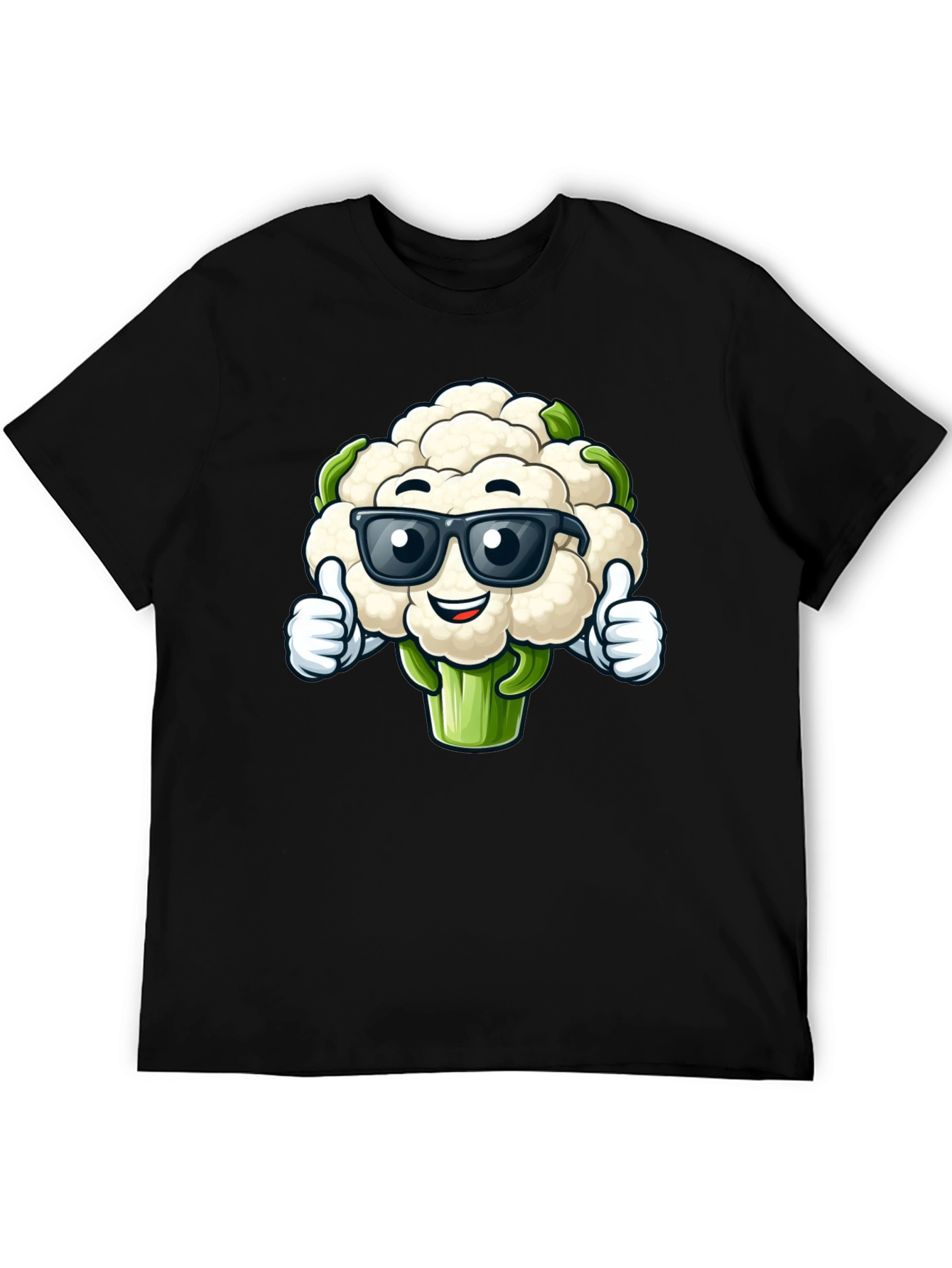 Cool Cauliflower Graphic Tee - Black Cotton