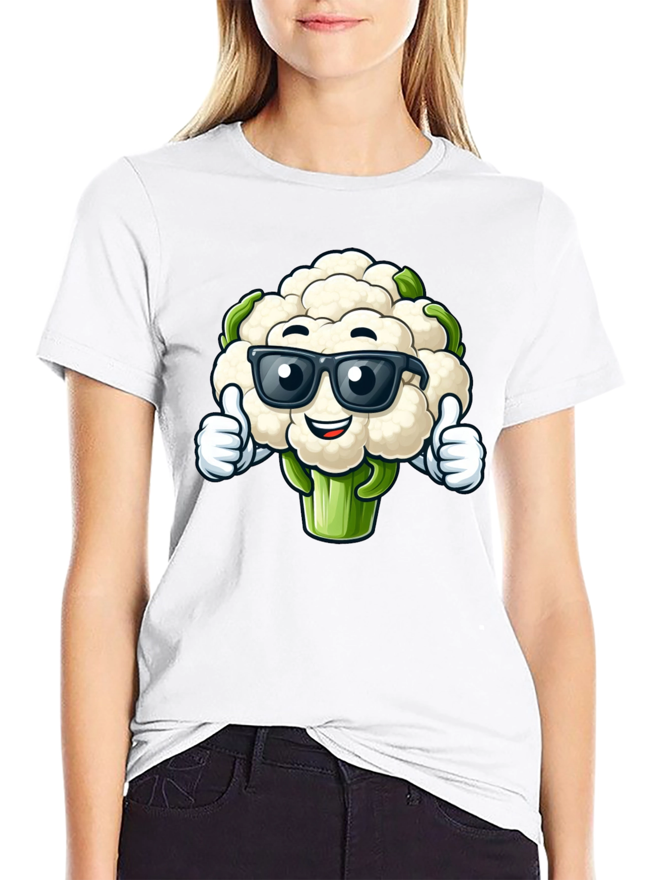 Cool Cauliflower Graphic Tee - Black Cotton