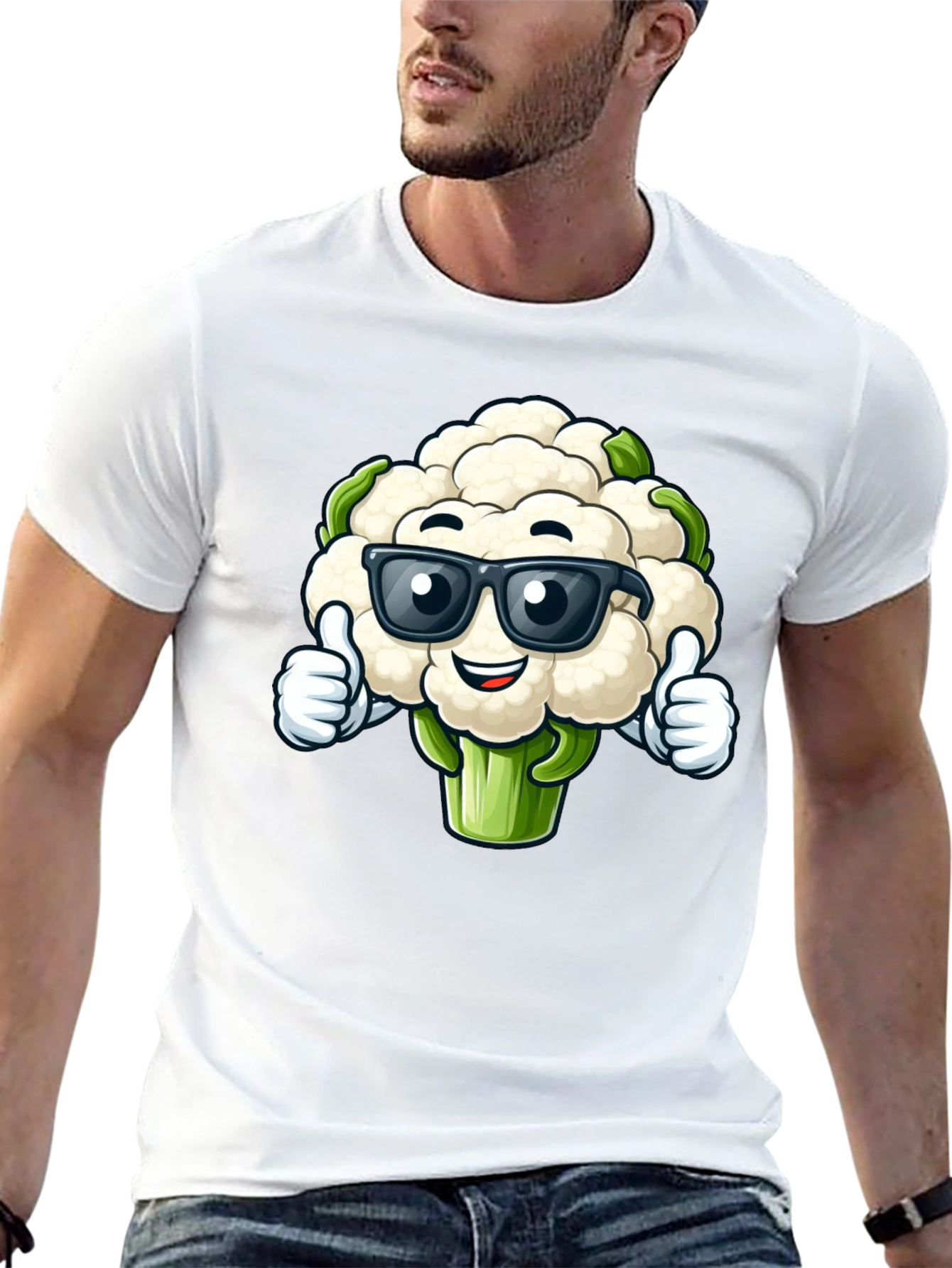 Cool Cauliflower Graphic Tee - Black Cotton