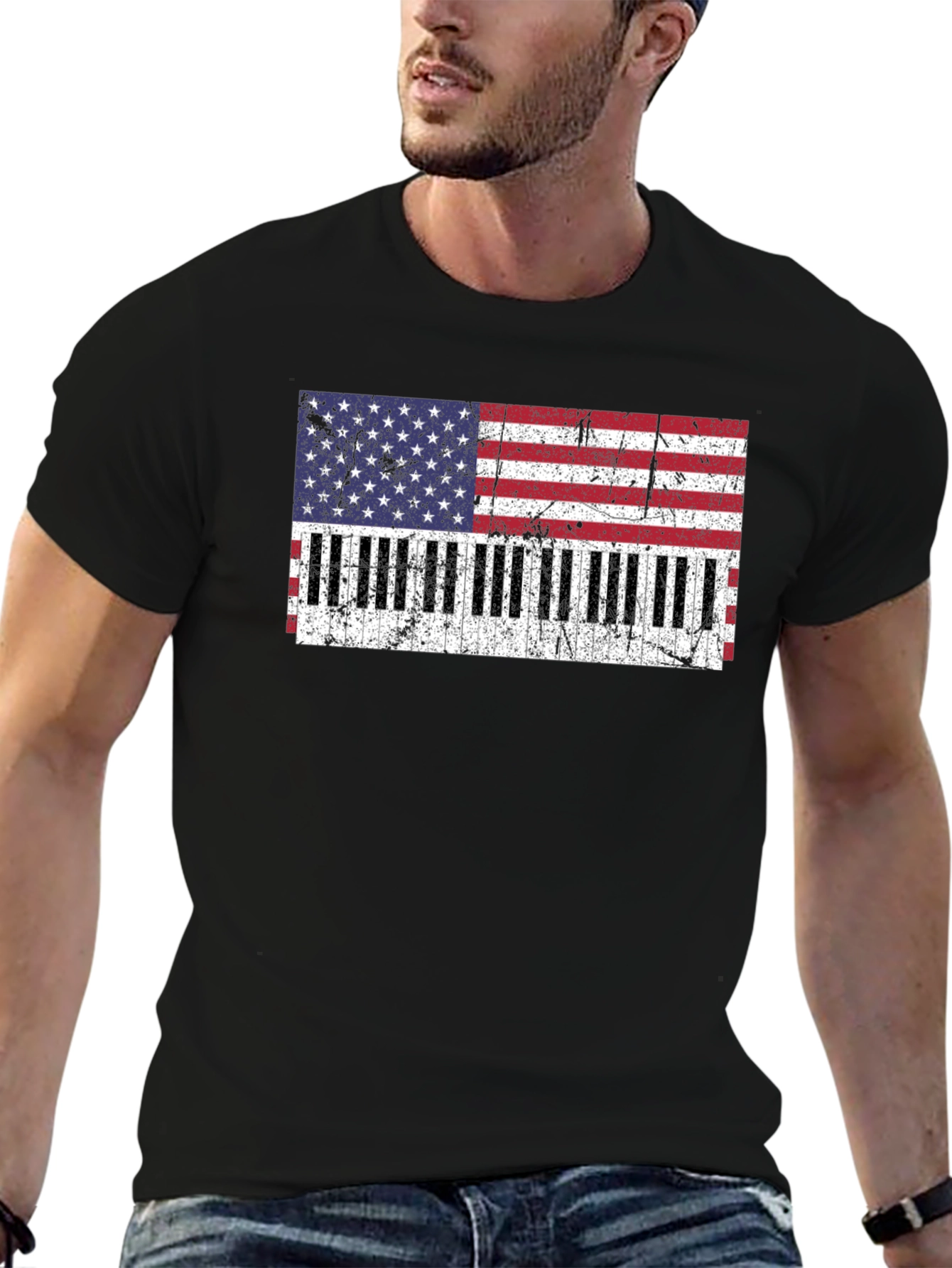 American Flag Piano T-Shirt