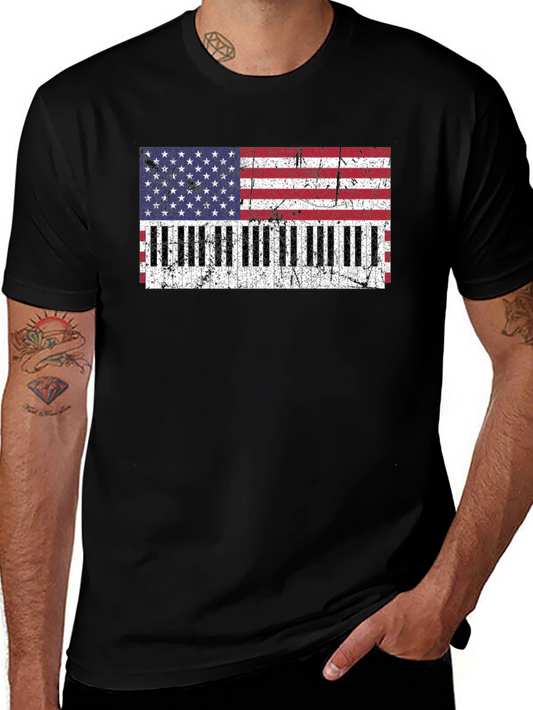 American Flag Piano T-Shirt