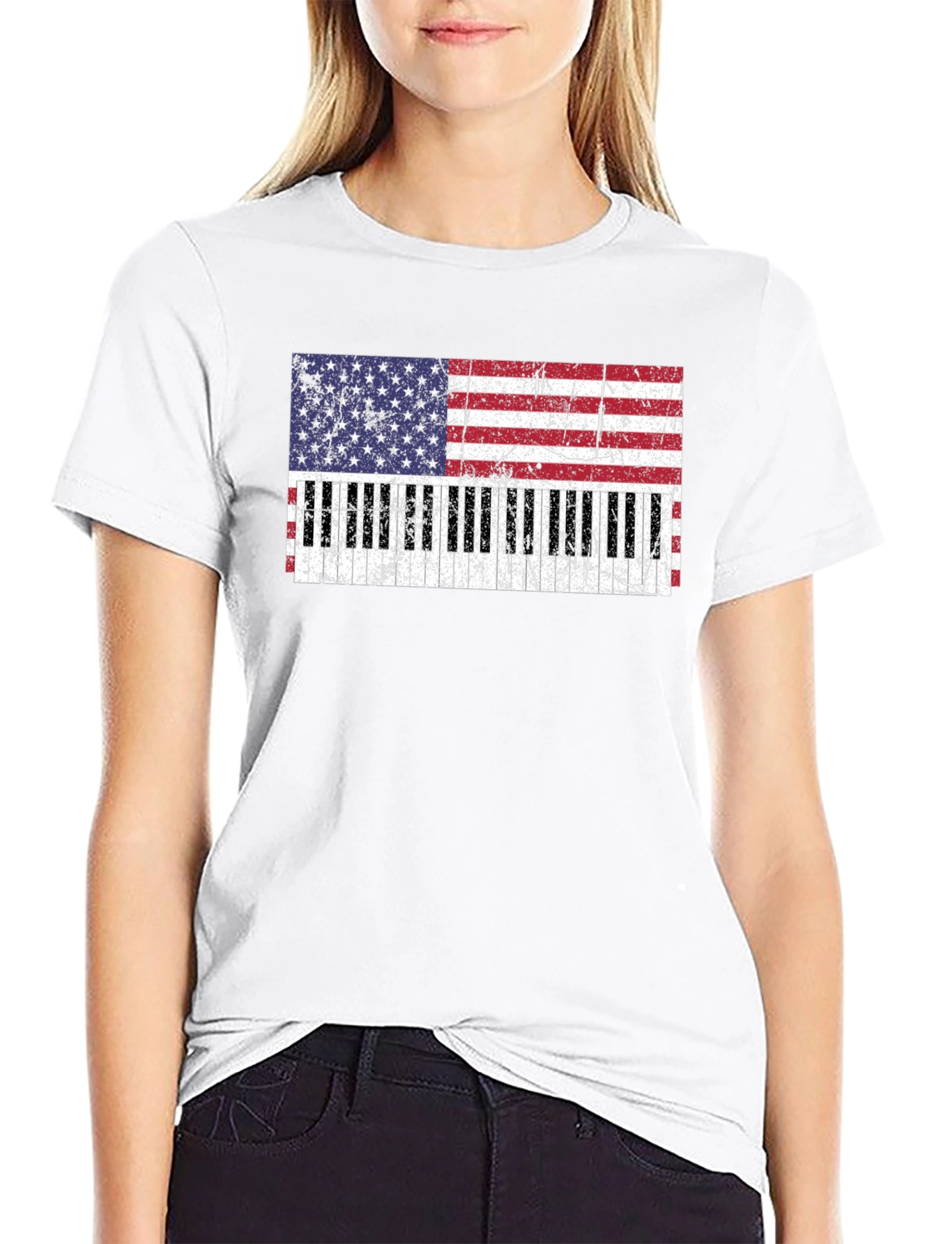 American Flag Piano T-Shirt