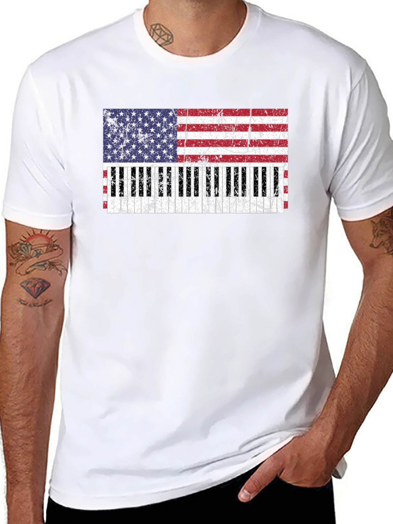 American Flag Piano T-Shirt
