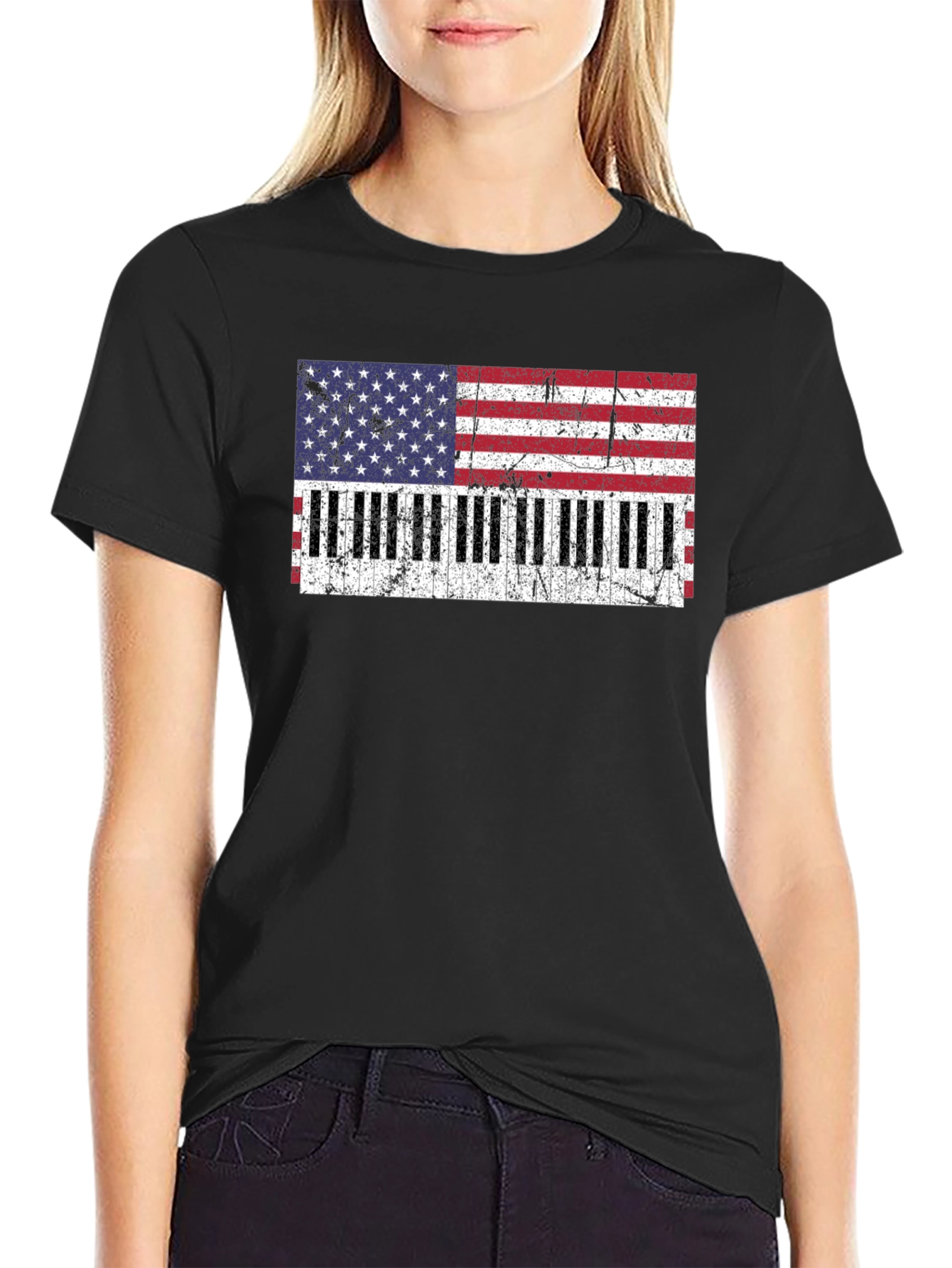 American Flag Piano T-Shirt