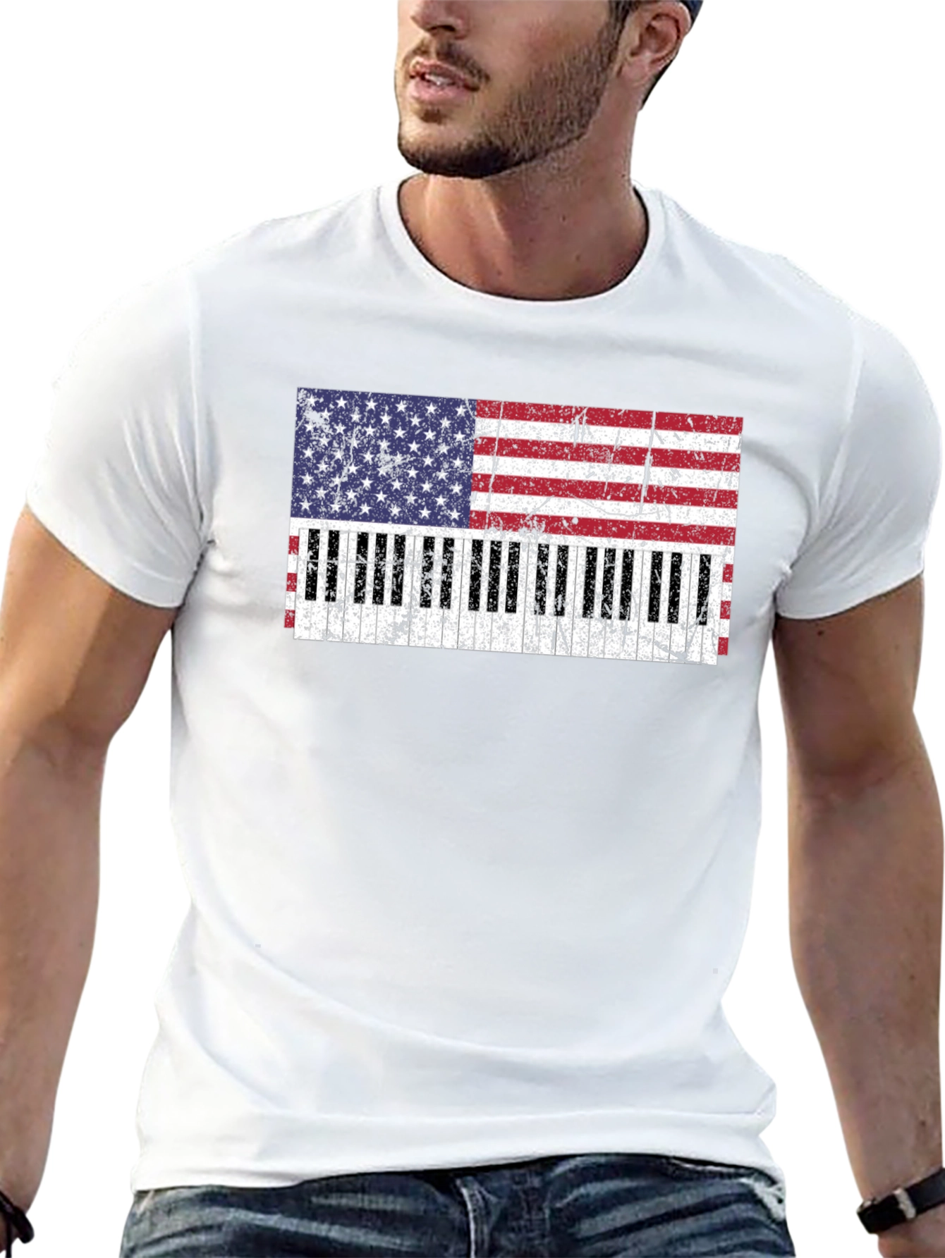 American Flag Piano T-Shirt