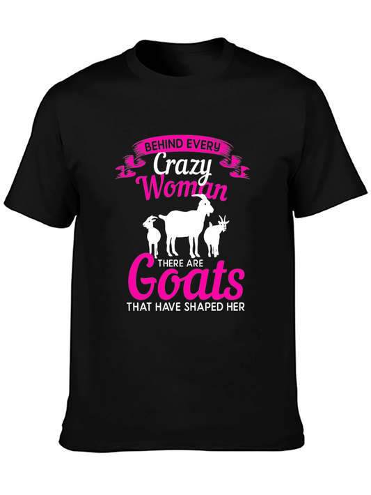 Crazy Woman Goats T-Shirt - Black