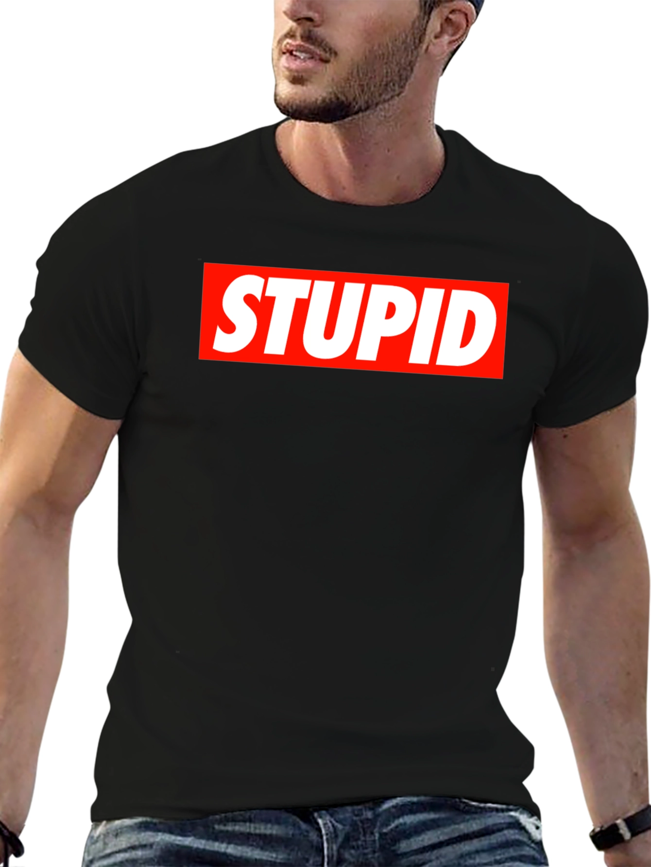 STUPID Graphic Tee - Bold Statement Black T-Shirt