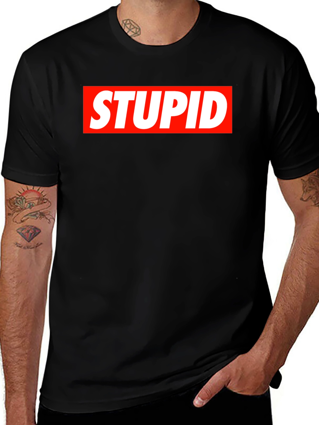 STUPID Graphic Tee - Bold Statement Black T-Shirt