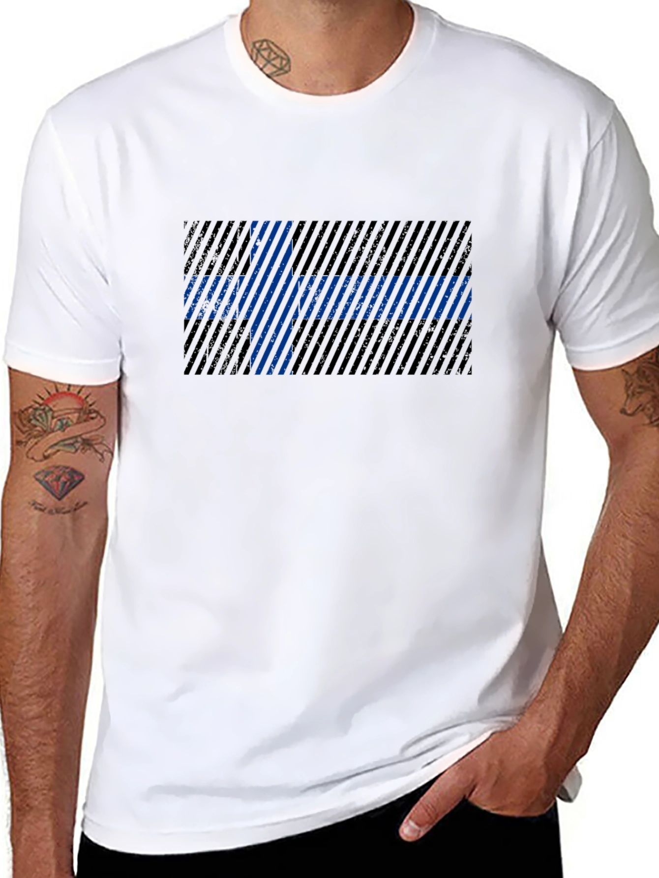 Striped Finland Flag Graphic T-Shirt