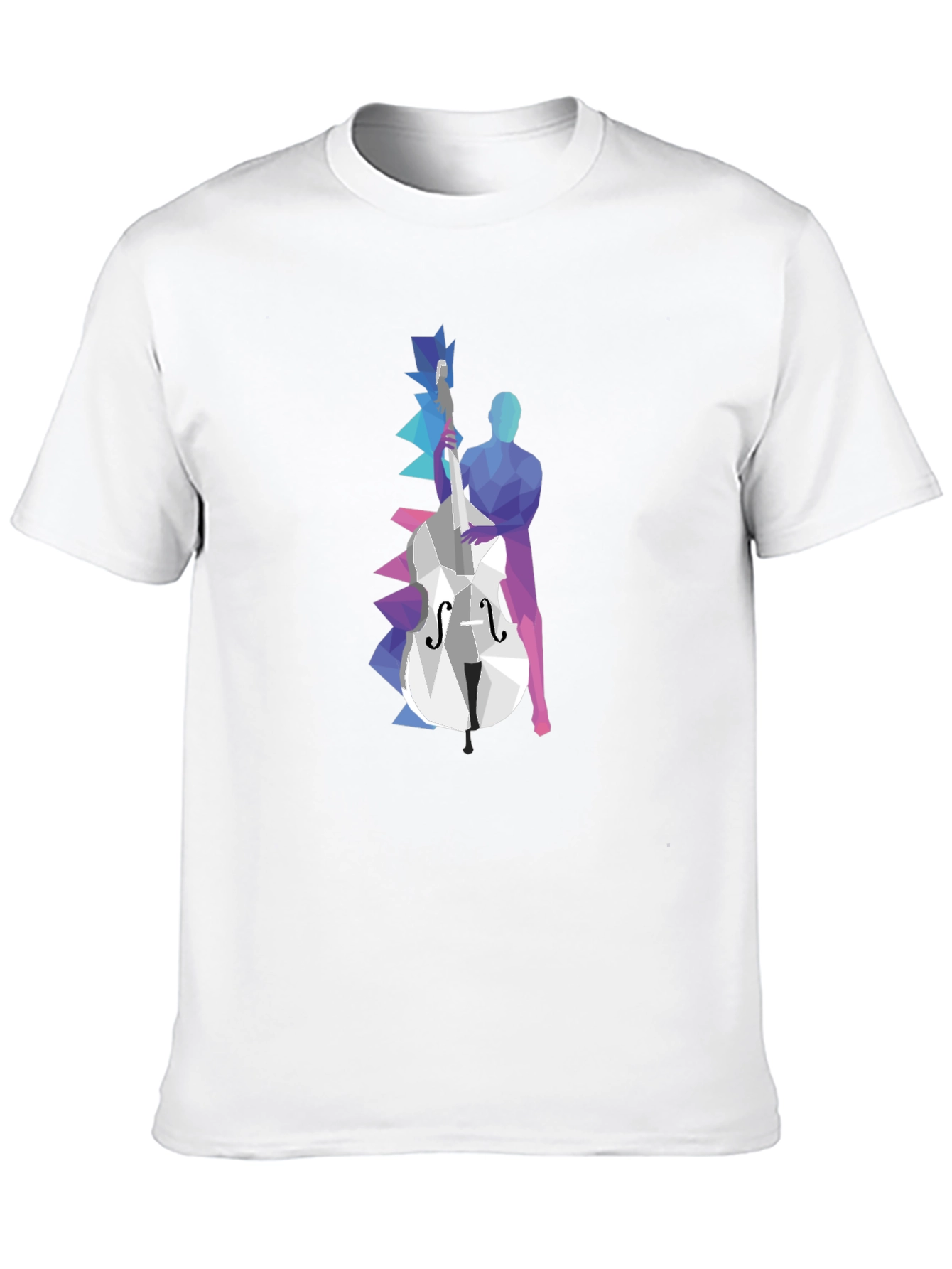 Geometric Bass Player Graphic Tee - Modern Art Shirt