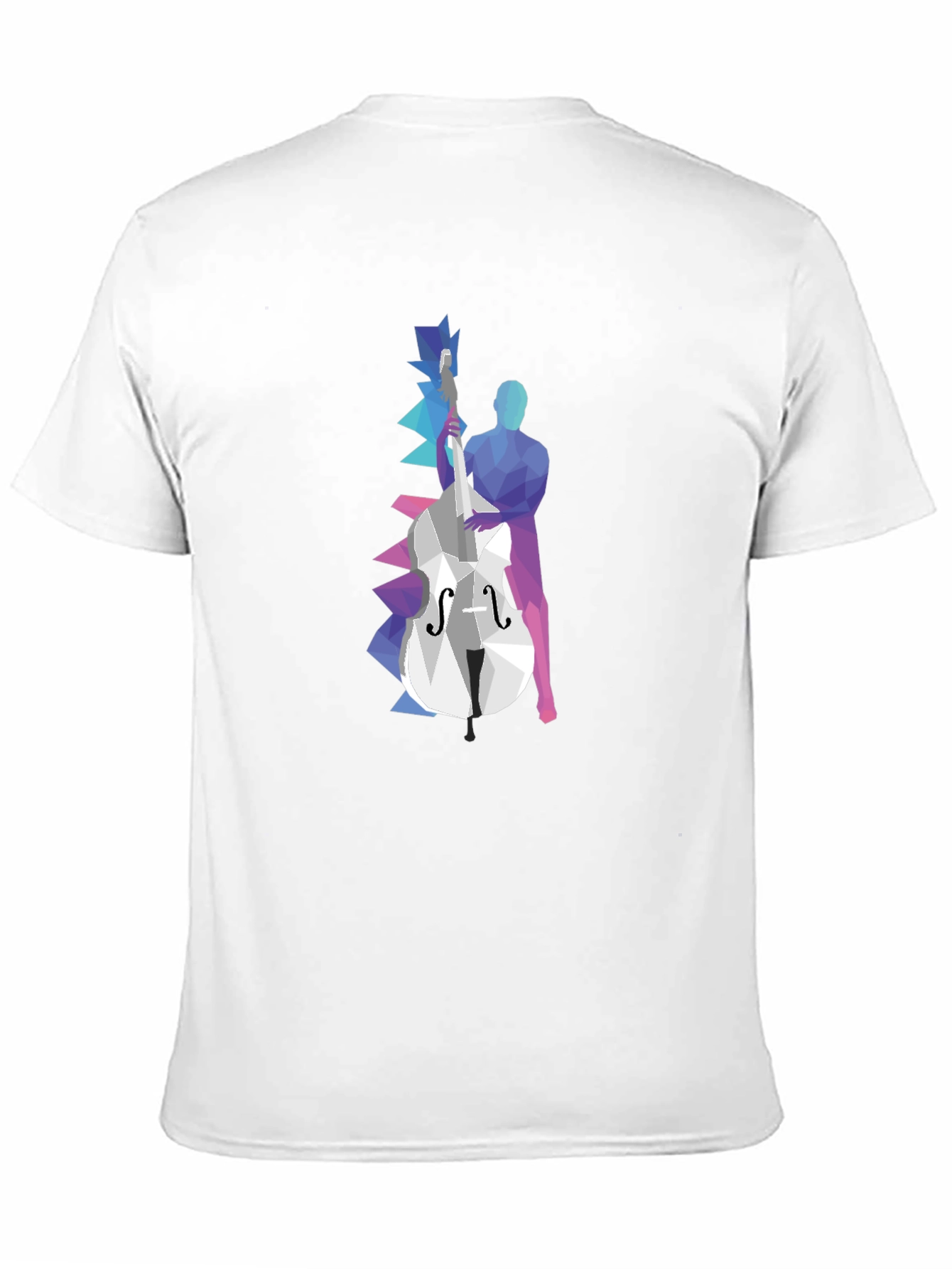 Geometric Bass Player Graphic Tee - Modern Art Shirt